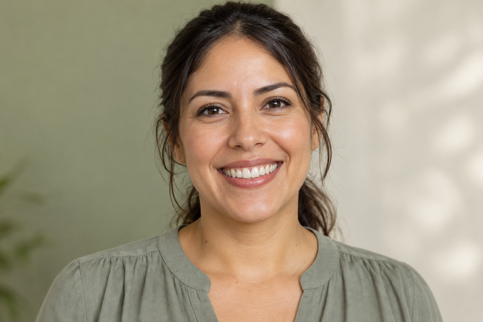 Retrato ilustrativo generado de una mujer adulta sonriendo